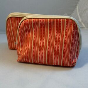 Origins Striped Orange and Cream Cosmetic Bags, Set of 2